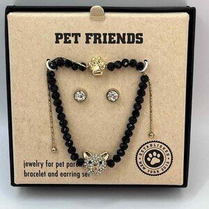 Pet Friends Bracelet &  Earring Set Cat - Jewelry for Pet Parents